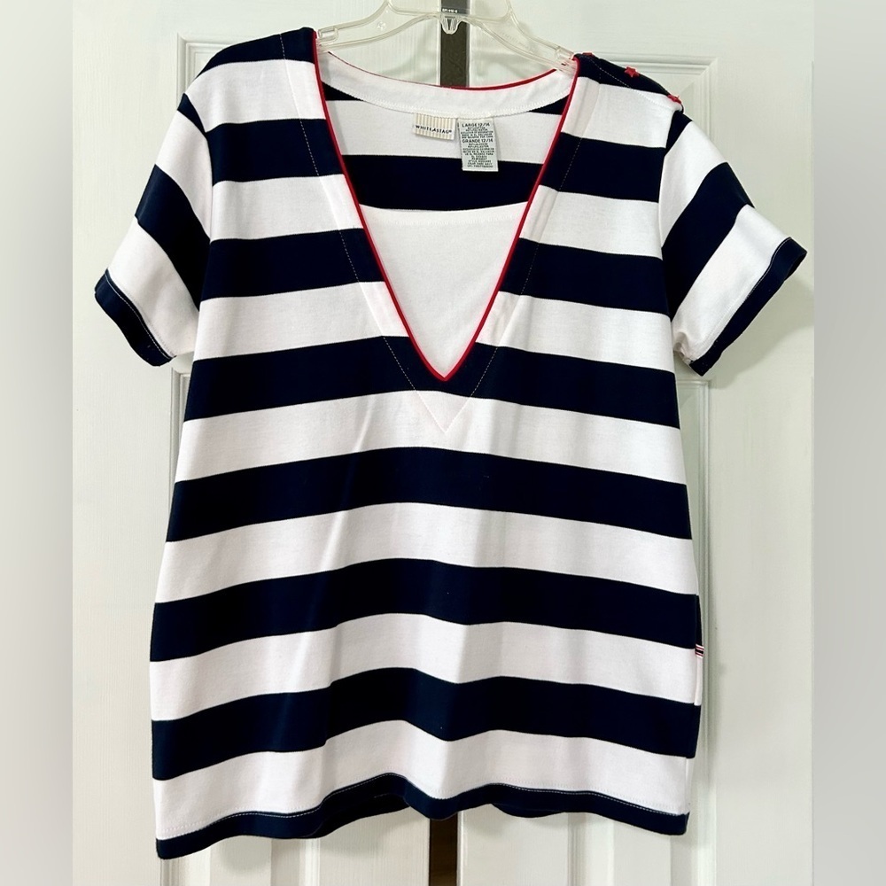 Top White Stag woman size 12/14 red/white/blue boating shirt